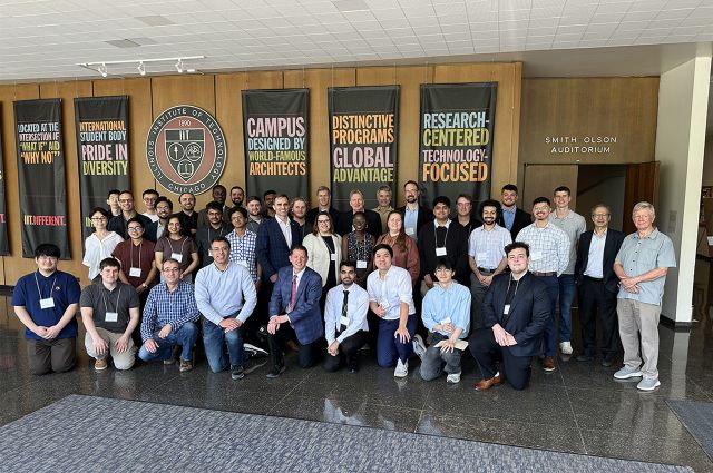 MMAE students and faculty pose for a photo at the 2026 poster competition
