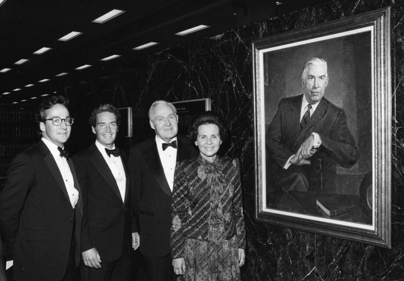 Mike, Chris, Bob, and Mary Galvin in Galvin Library